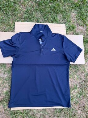 adidas Men’s Navy Short Sleeve Polo with Button Placket